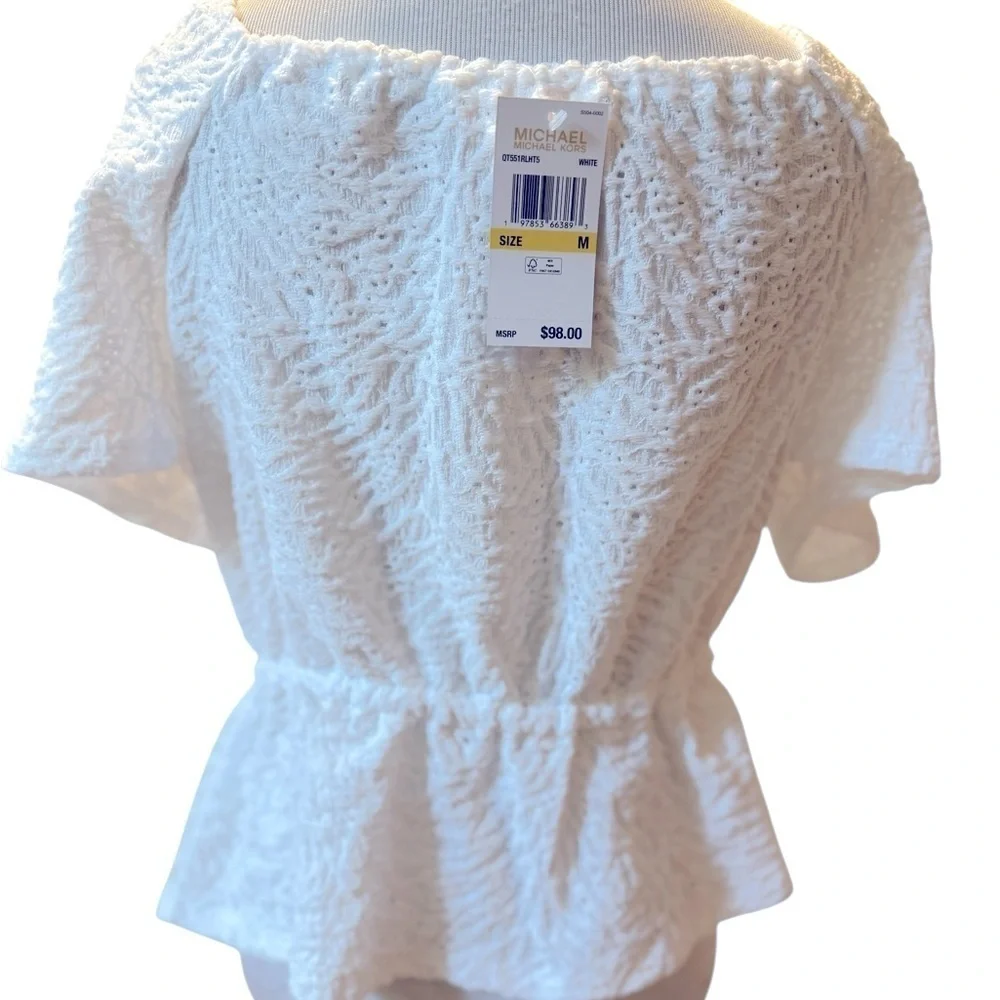 Michael Kors new White Textured Women's Top  stretchy, with beautiful fabric